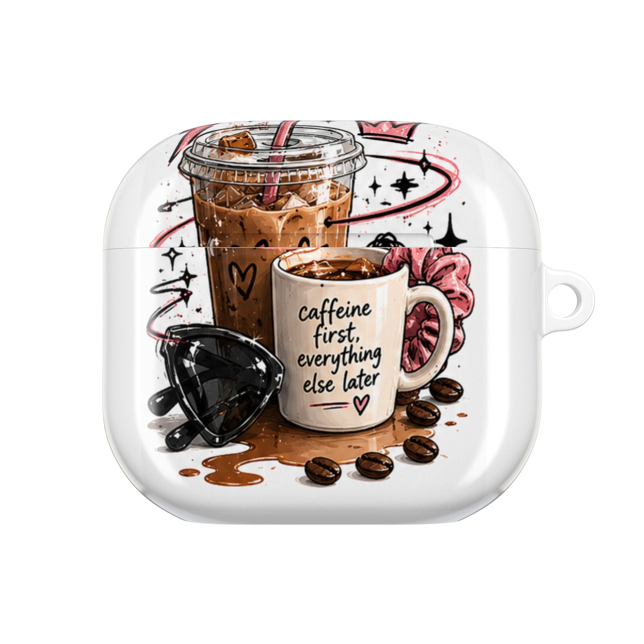 Coffee Lover AirPod Case — “Caffeine First, Everything Else Later” Protective Case