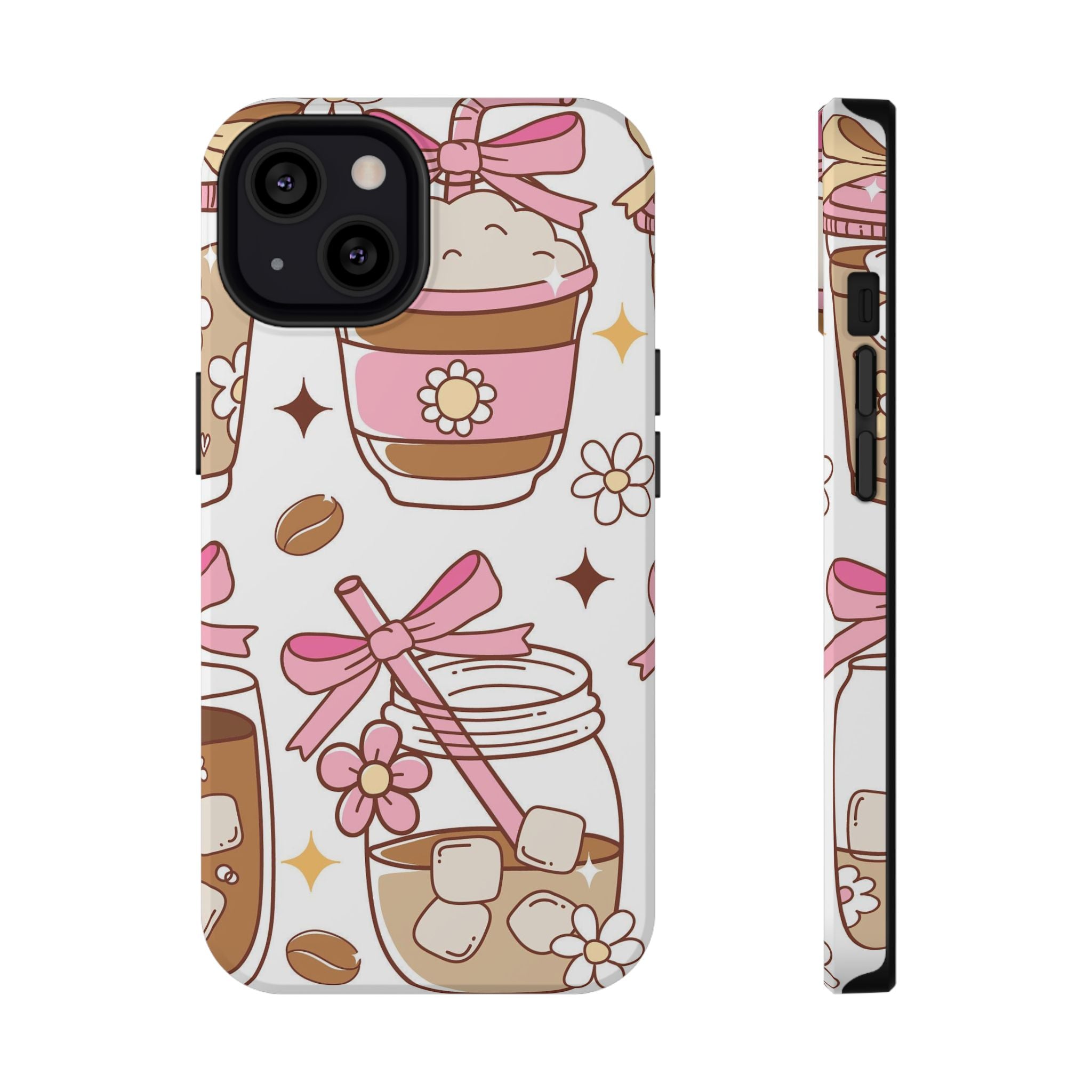 Cute Pink Coffee & Latte Pattern Impact Phone Case