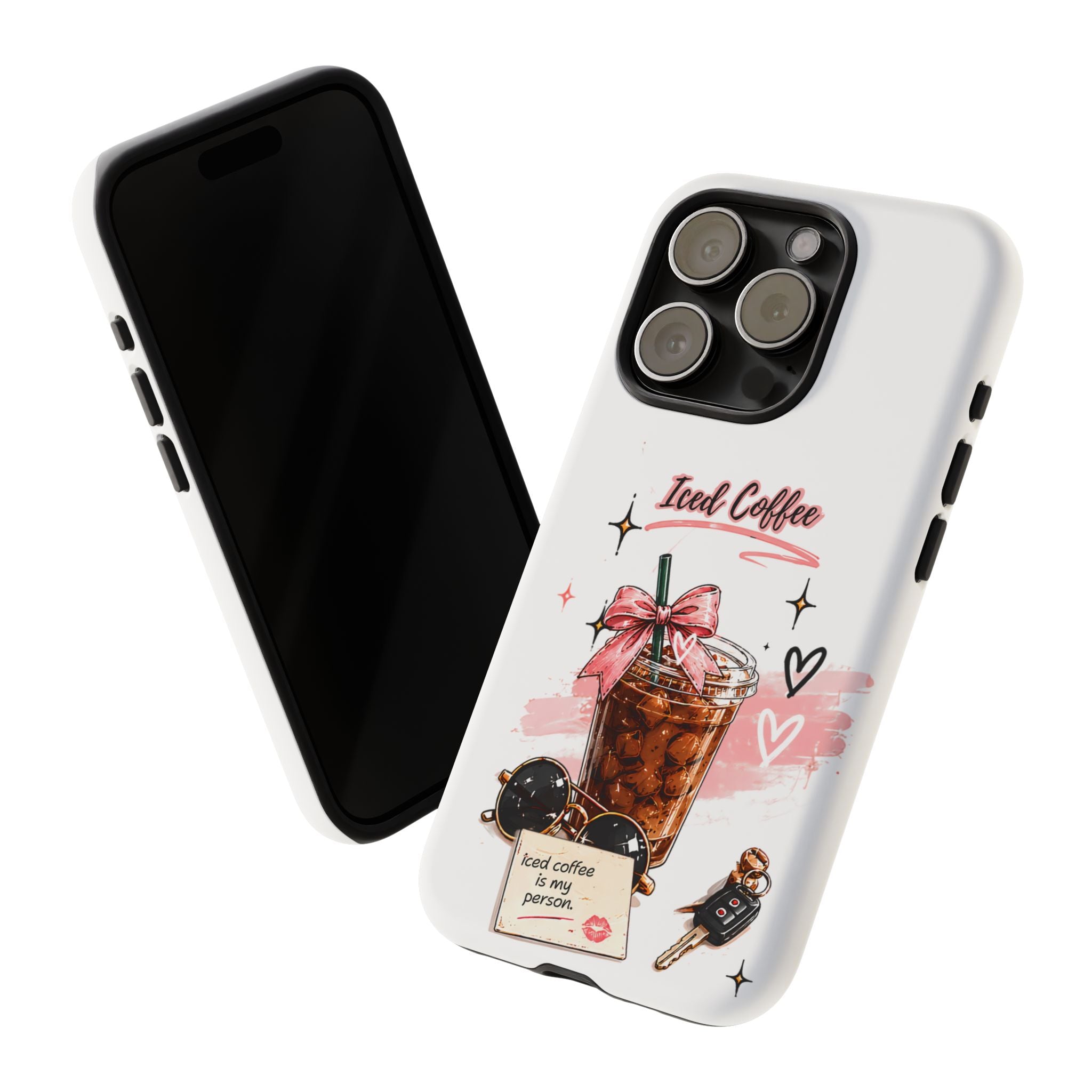Iced Coffee Phone Case – Cute Pink Boba Design ("Iced coffee is my person")
