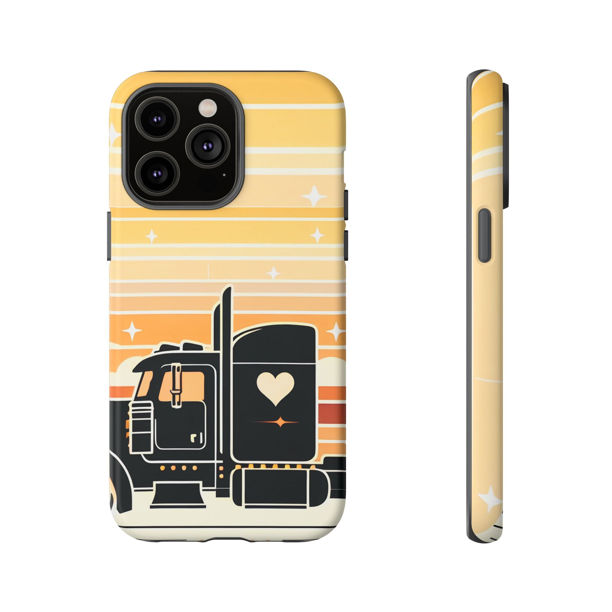 Trucker Heart Phone Case — Retro Semi Truck Protective Phone Cover