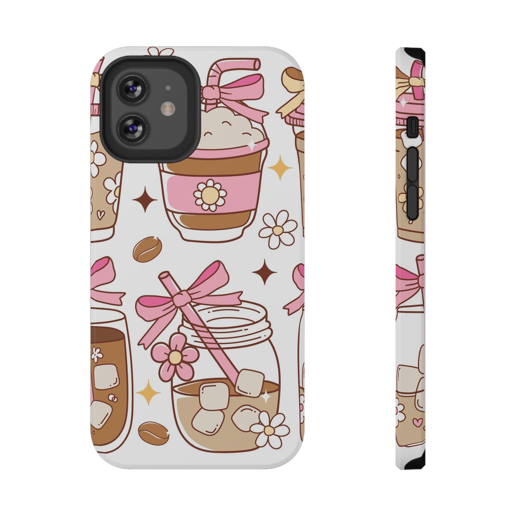 Cute Pink Coffee & Latte Pattern Impact Phone Case