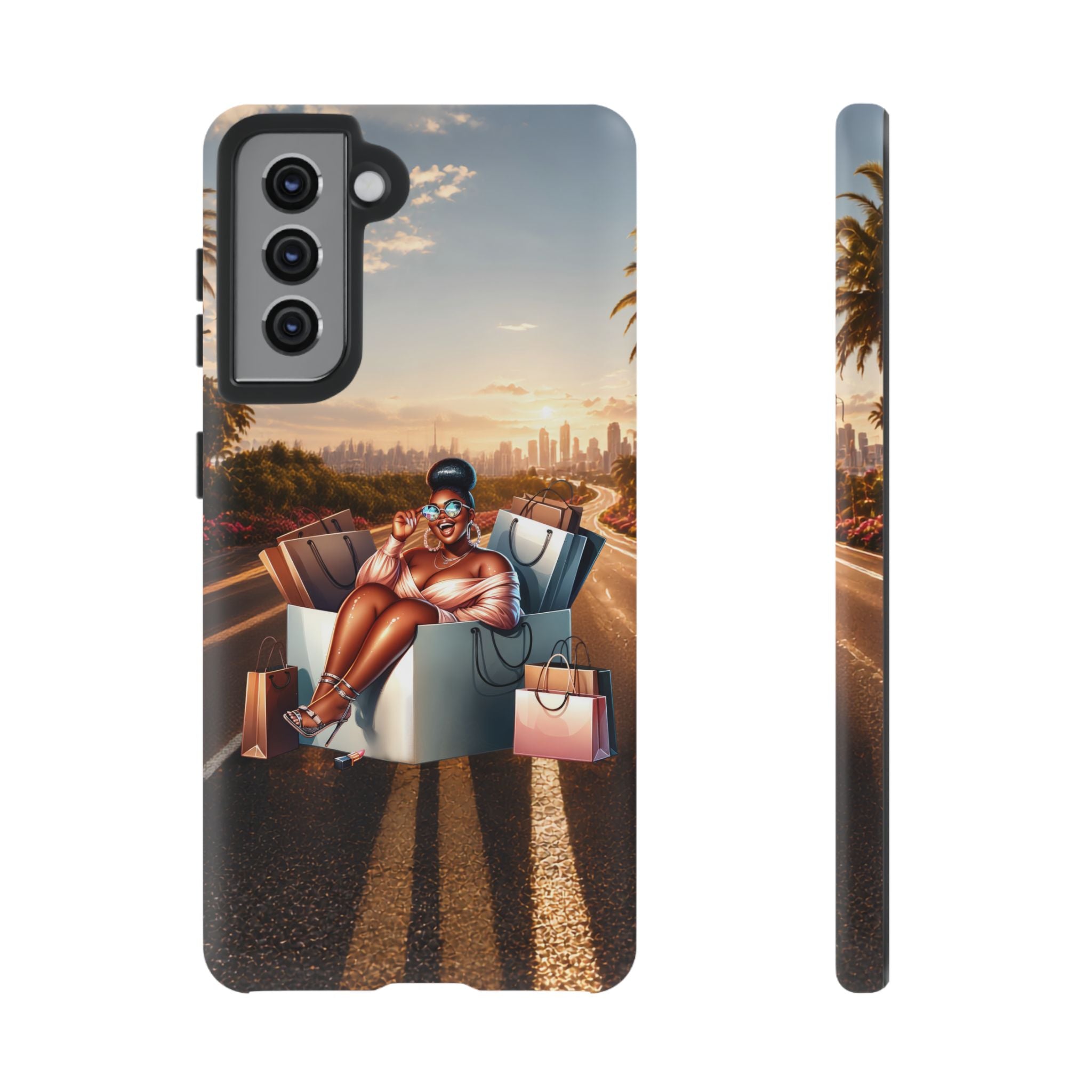 Phone Case — Chic Shopper Illustration on Cloud Background