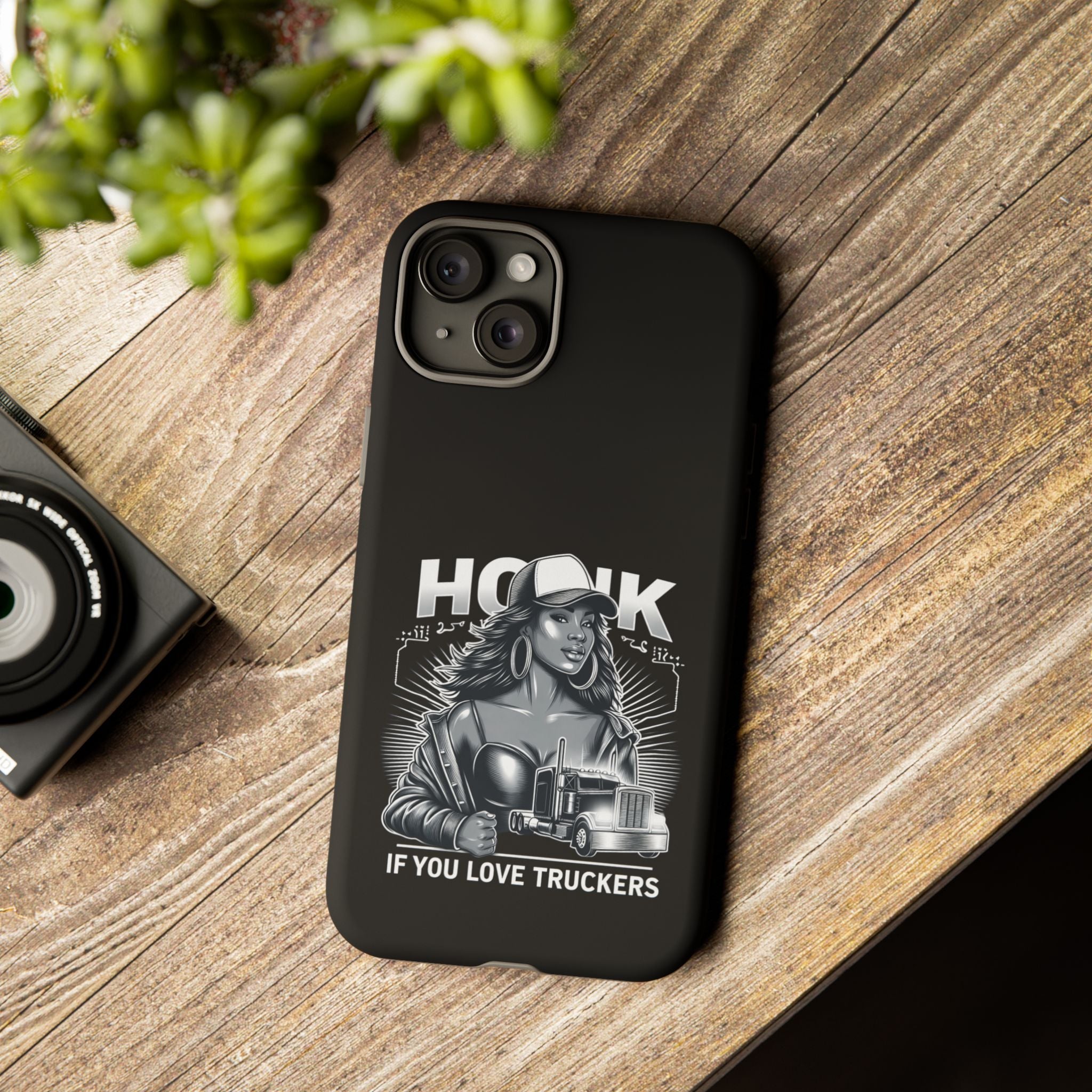 Phone Case — 'Honk' Trucker Girl Retro Semi Truck Protective Case
