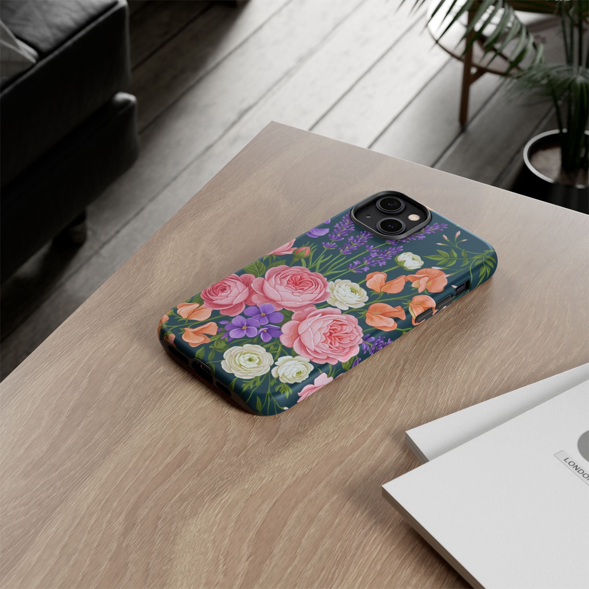 Floral Bouquet Phone Case — Vintage Roses & Lavender Protective Cover