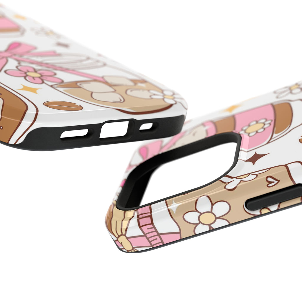 Cute Pink Coffee & Latte Pattern Impact Phone Case