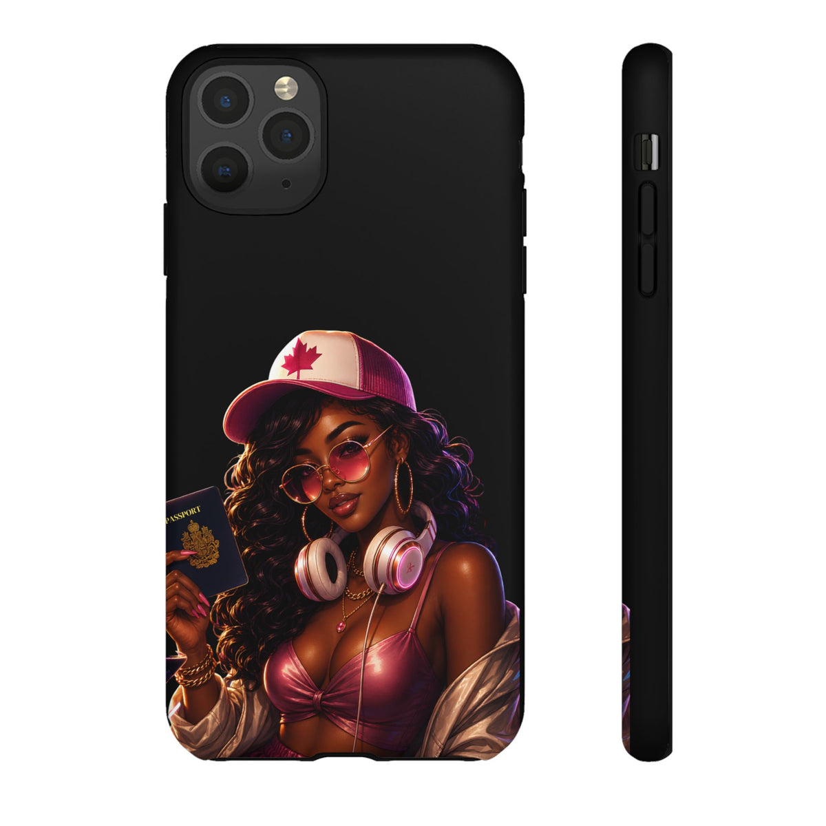 Phone Case - Cool Urban Woman with Headphones & Maple Hat