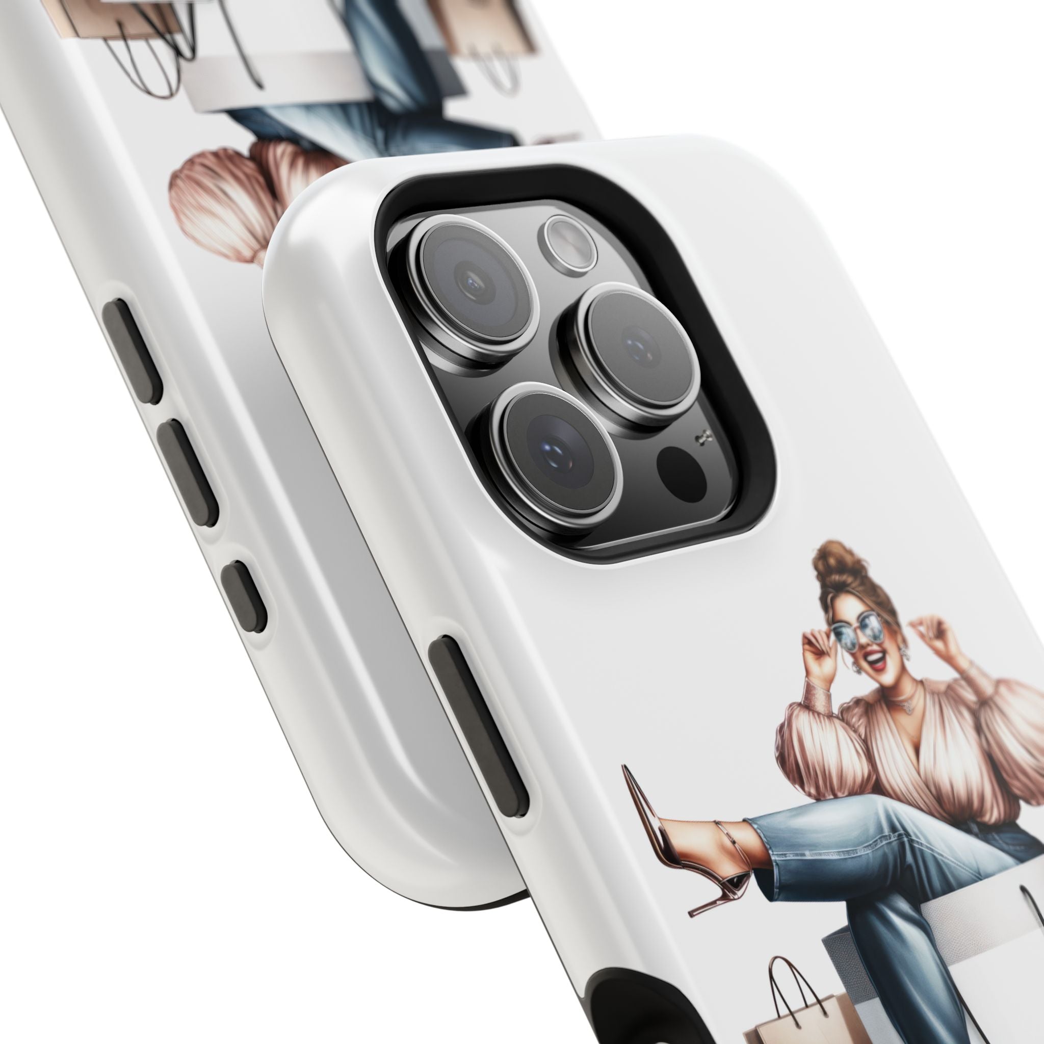Magnetic Impact-Resistant Case — Luxury Shopper Goddess on Clouds Phone Cover