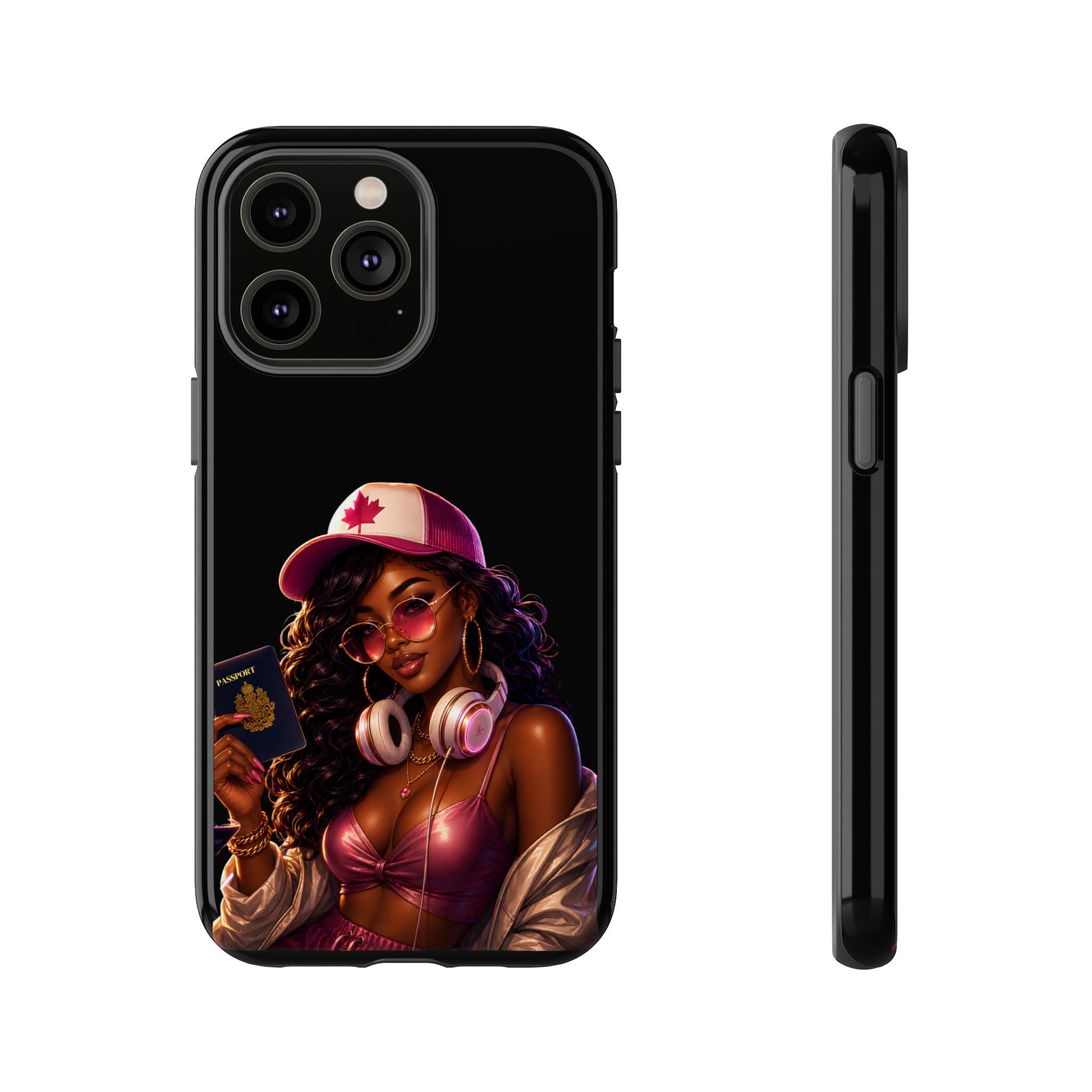 Phone Case — Stylish Urban Woman Design with Maple Cap