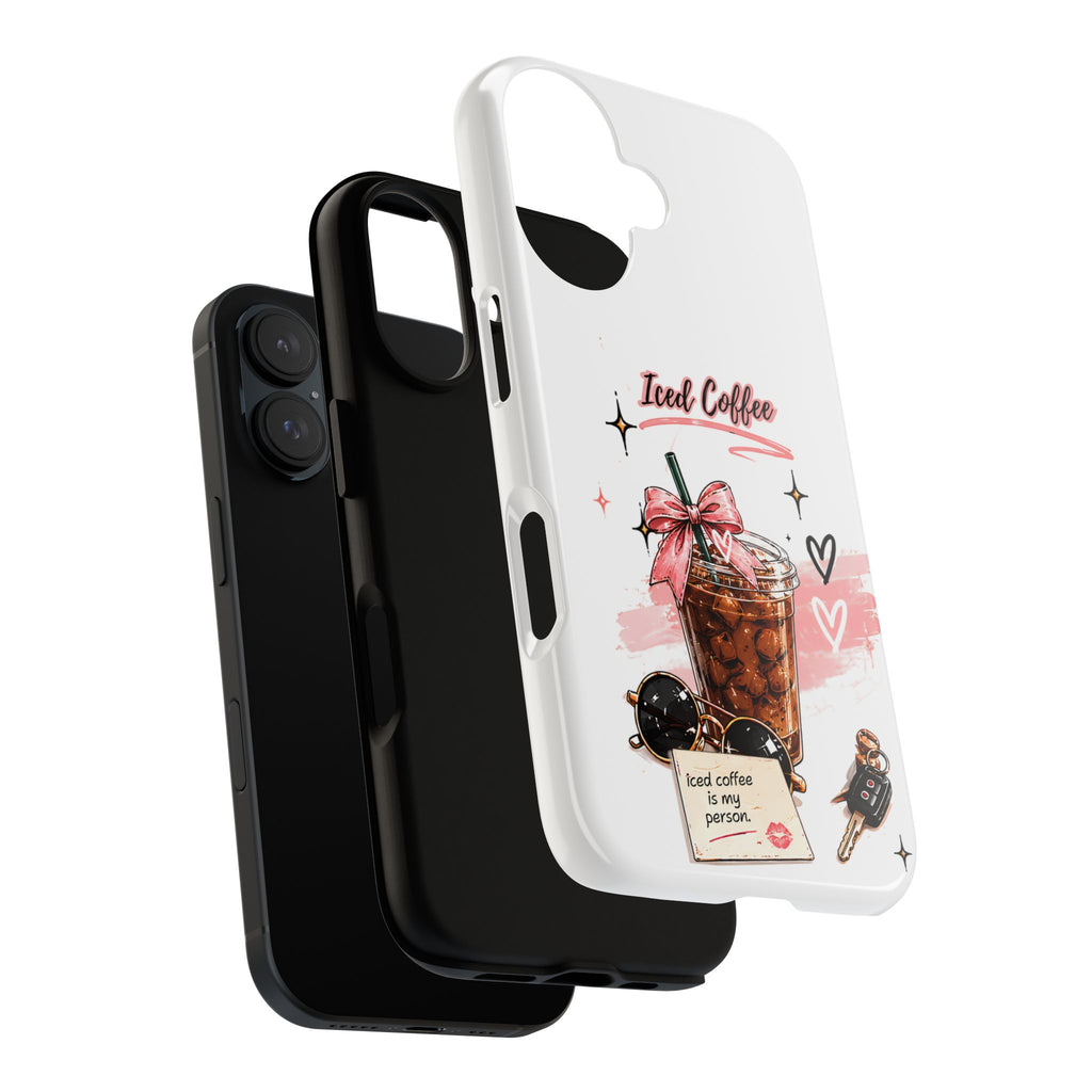 Iced Coffee Phone Case – Cute Pink Boba Design ("Iced coffee is my person")