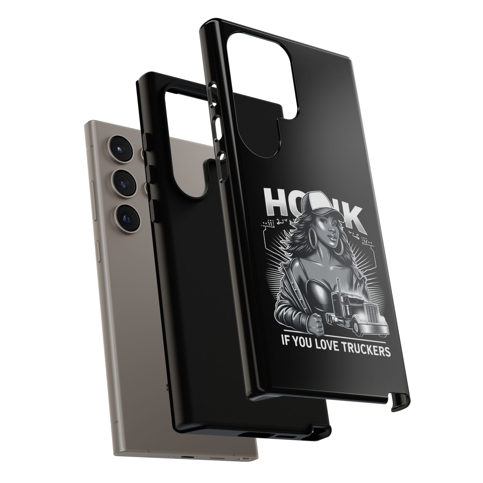 Phone Case — 'Honk' Trucker Girl Retro Semi Truck Protective Case