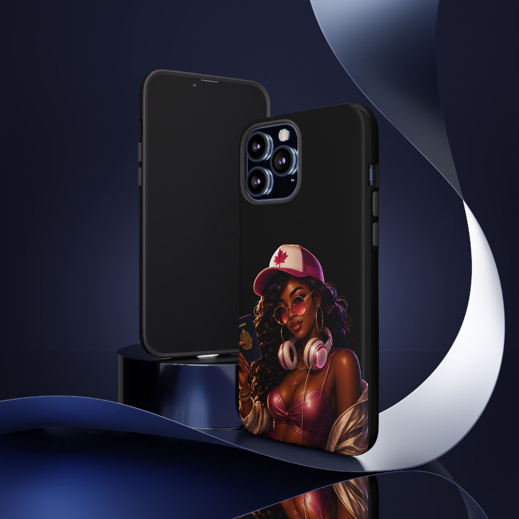 Phone Case - Cool Urban Woman with Headphones & Maple Hat