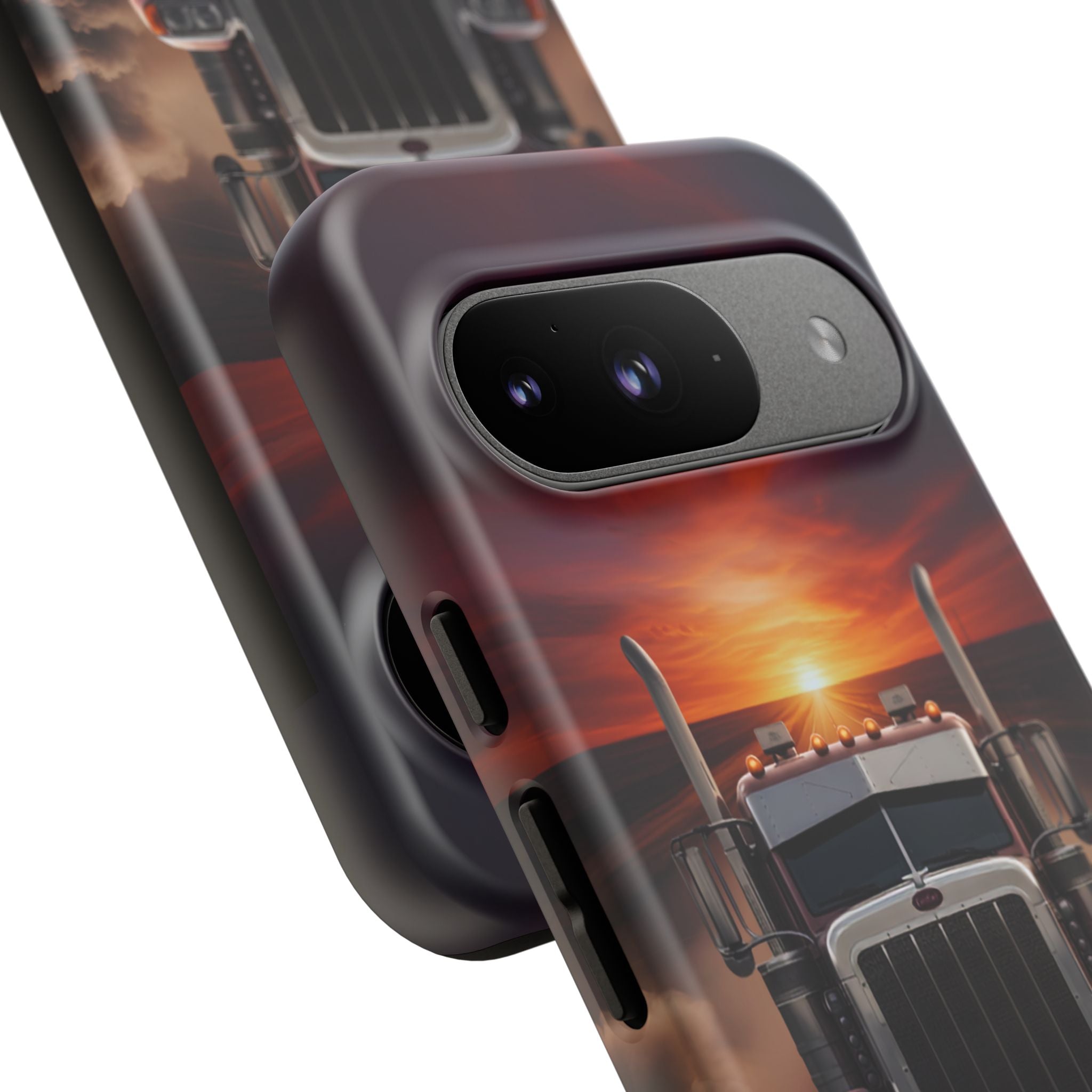 Truck Phone Case — "No Roads. No Limits." Sunset Semi Truck Protective Case
