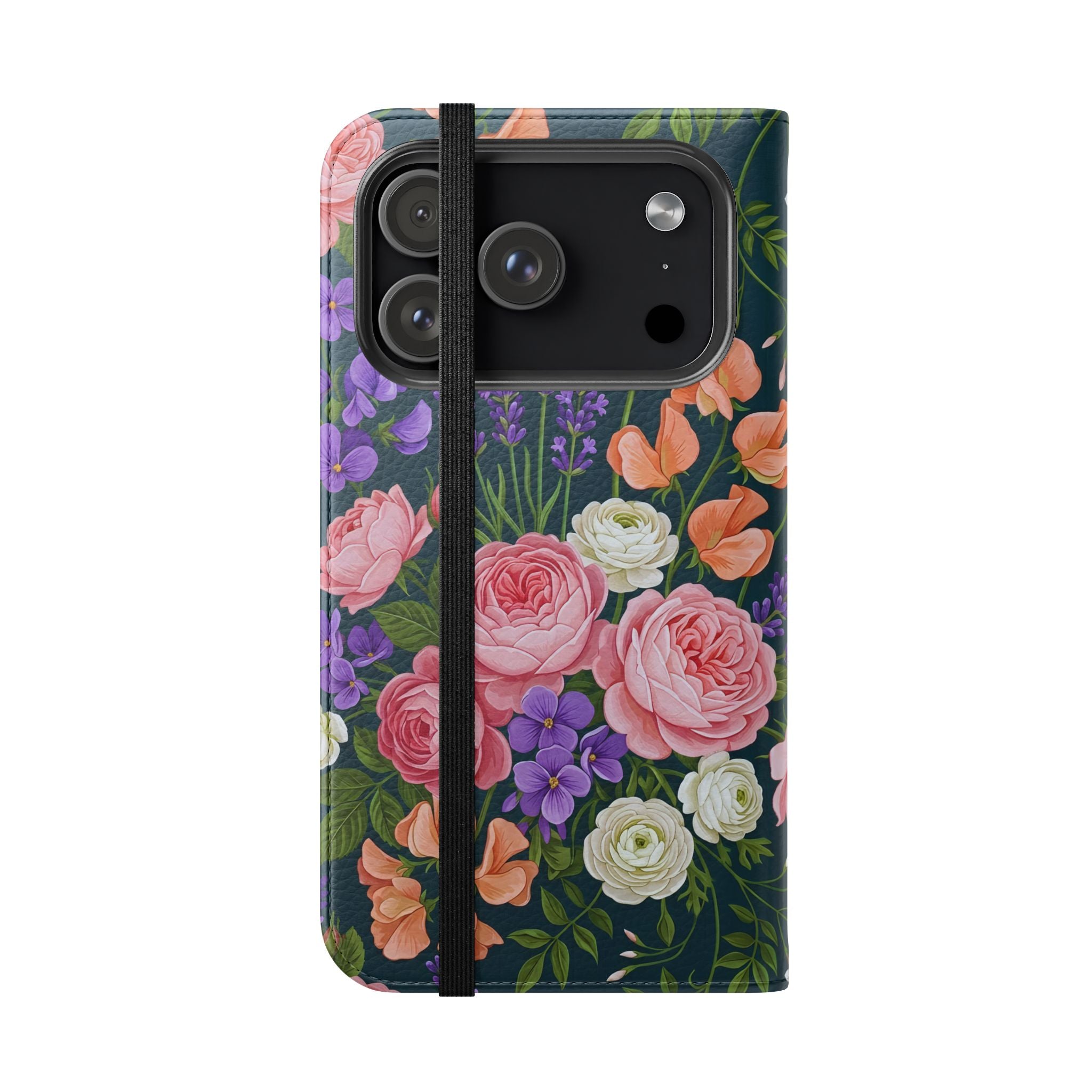 Floral Flip Phone Case -Wallet Cover with Card Slots