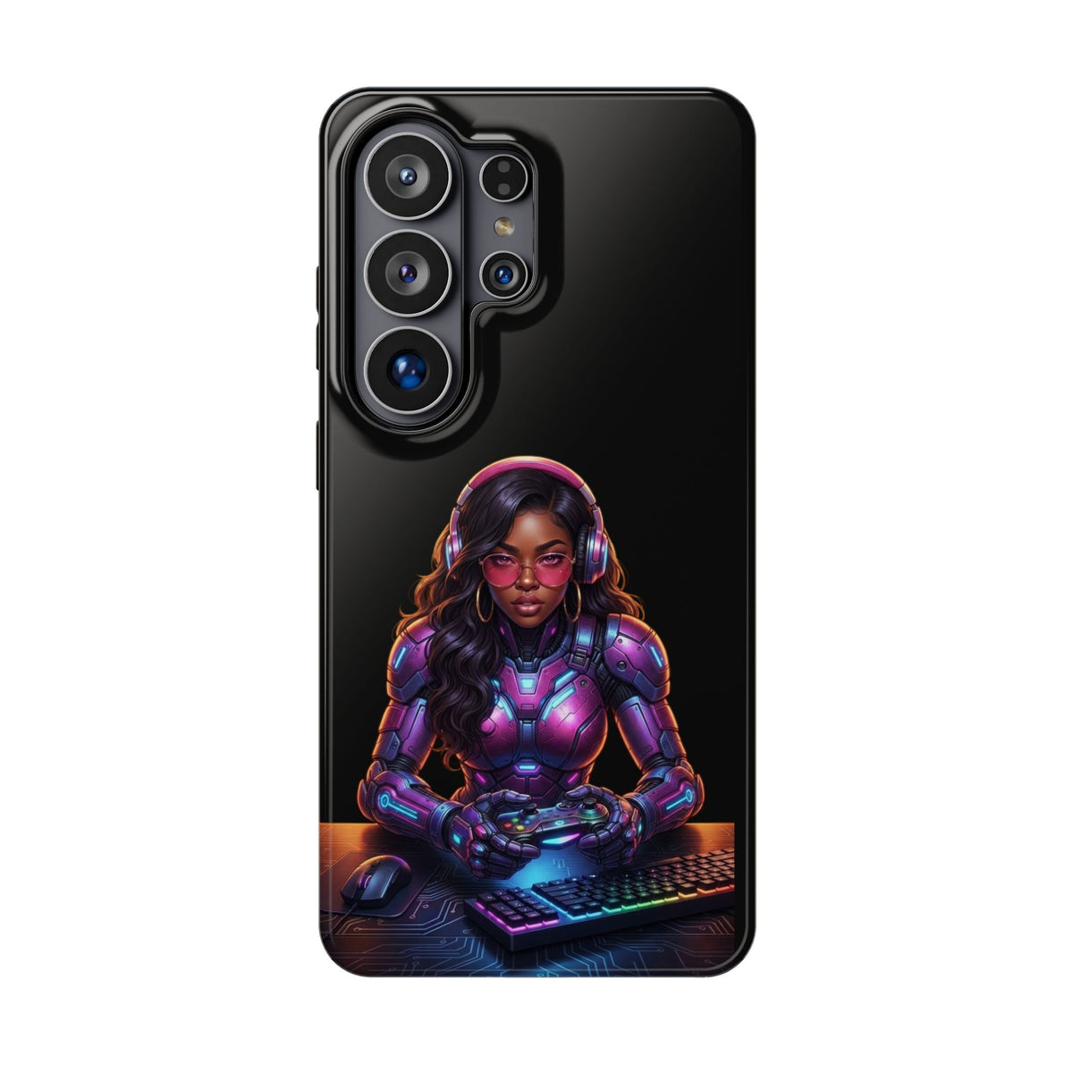 Gamer Girl Cyber Armor Phone Case — Impact‑Resistant Protective Cover