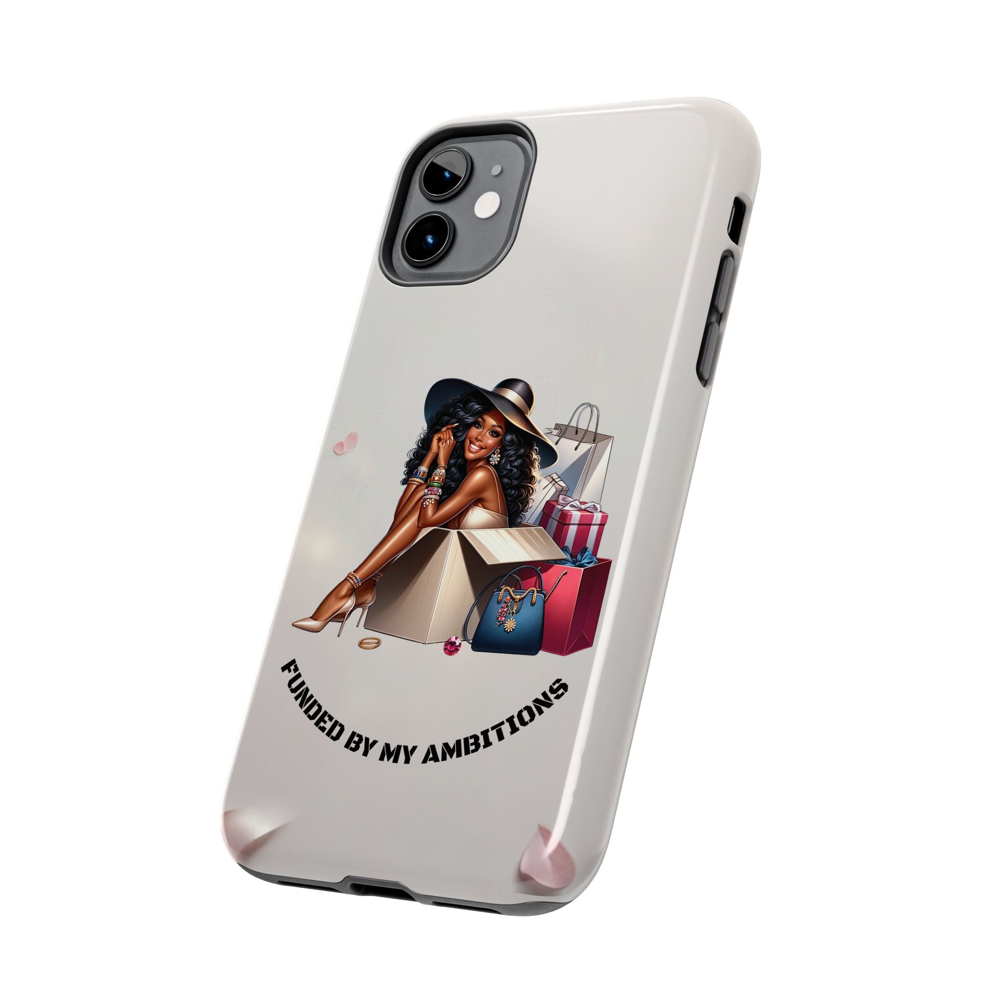 Chic Shopper Tough Phone Case — Stylish Black Woman with Shopping Bags