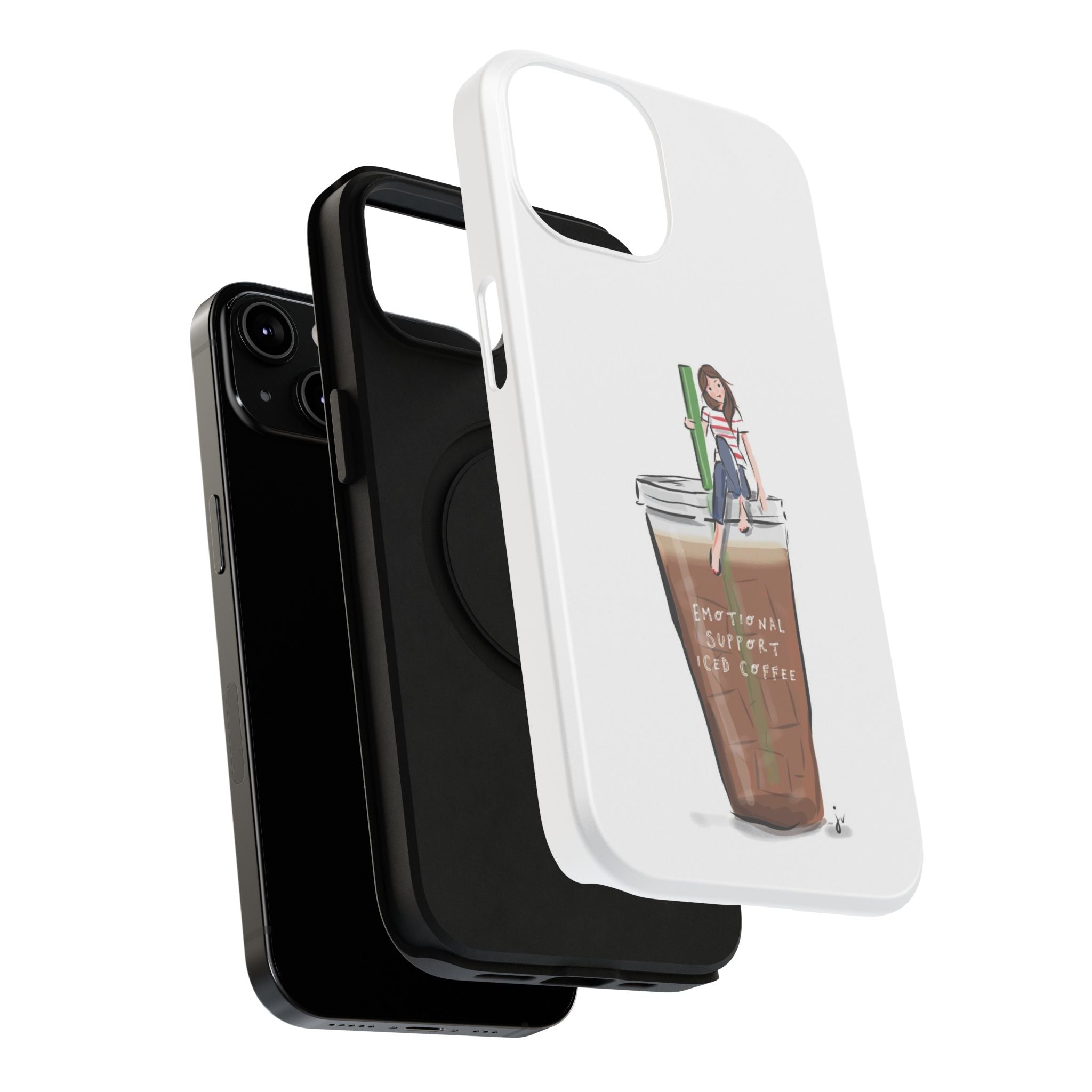 Iced Coffee & Me Phone Case — Cute Illustration 'Emotional Support Iced Coffee' Impact-Resistant Case