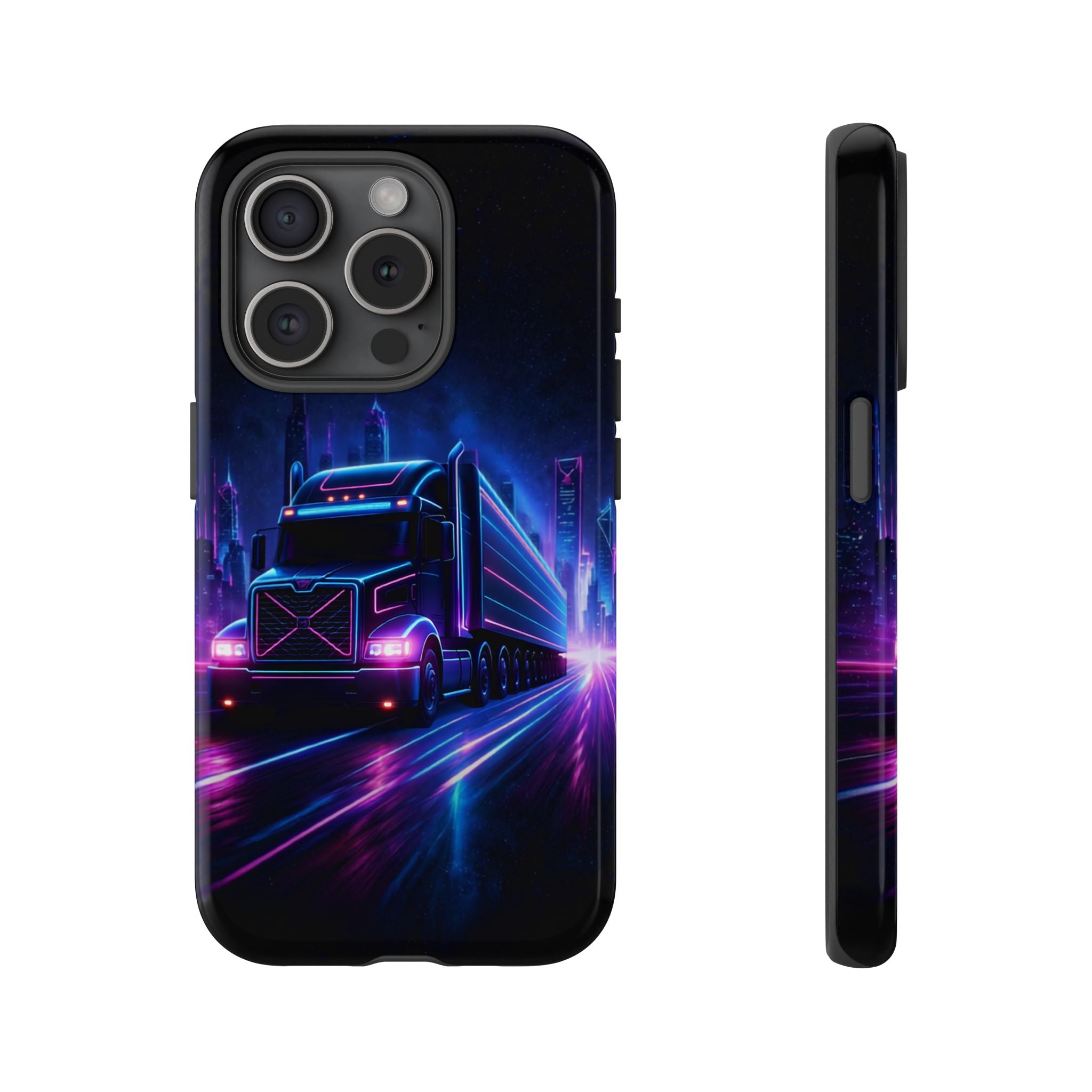 Neon Retro Rig Phone Case — Trucker Semi Truck Nightscape Protective Case