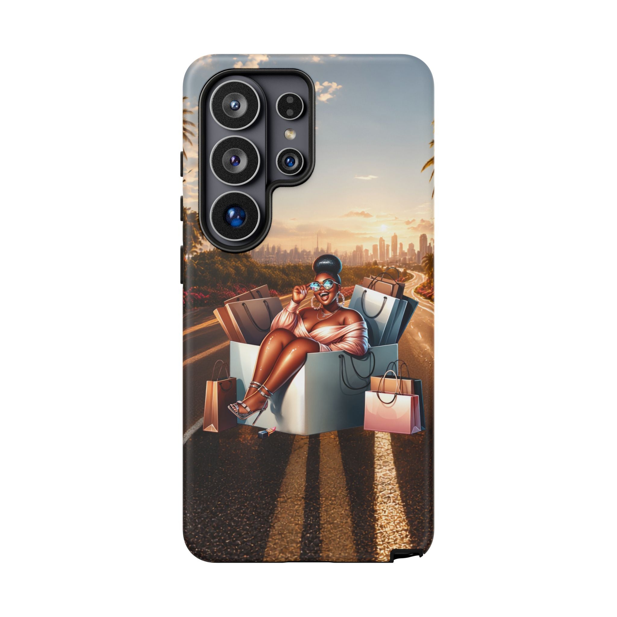 Phone Case — Chic Shopper Illustration on Cloud Background
