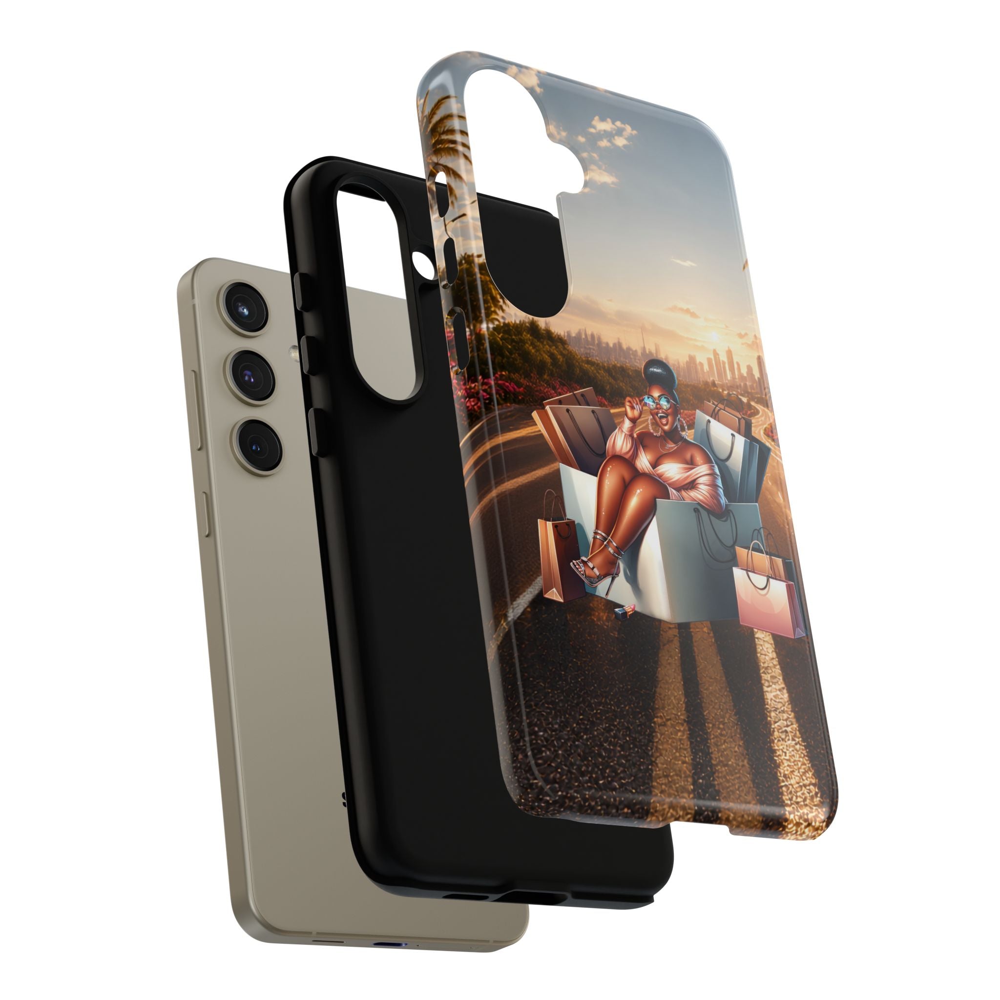 Phone Case — Chic Shopper Illustration on Cloud Background