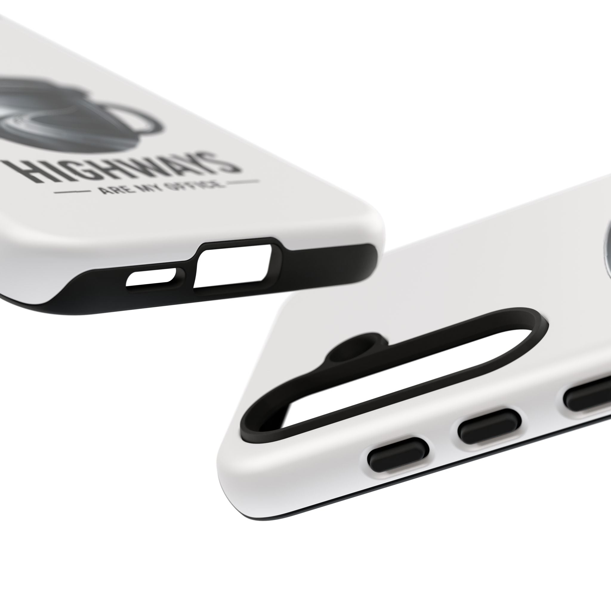 Hard Shell Phone Case — “Highways Are My Office” Travel Coffee Design