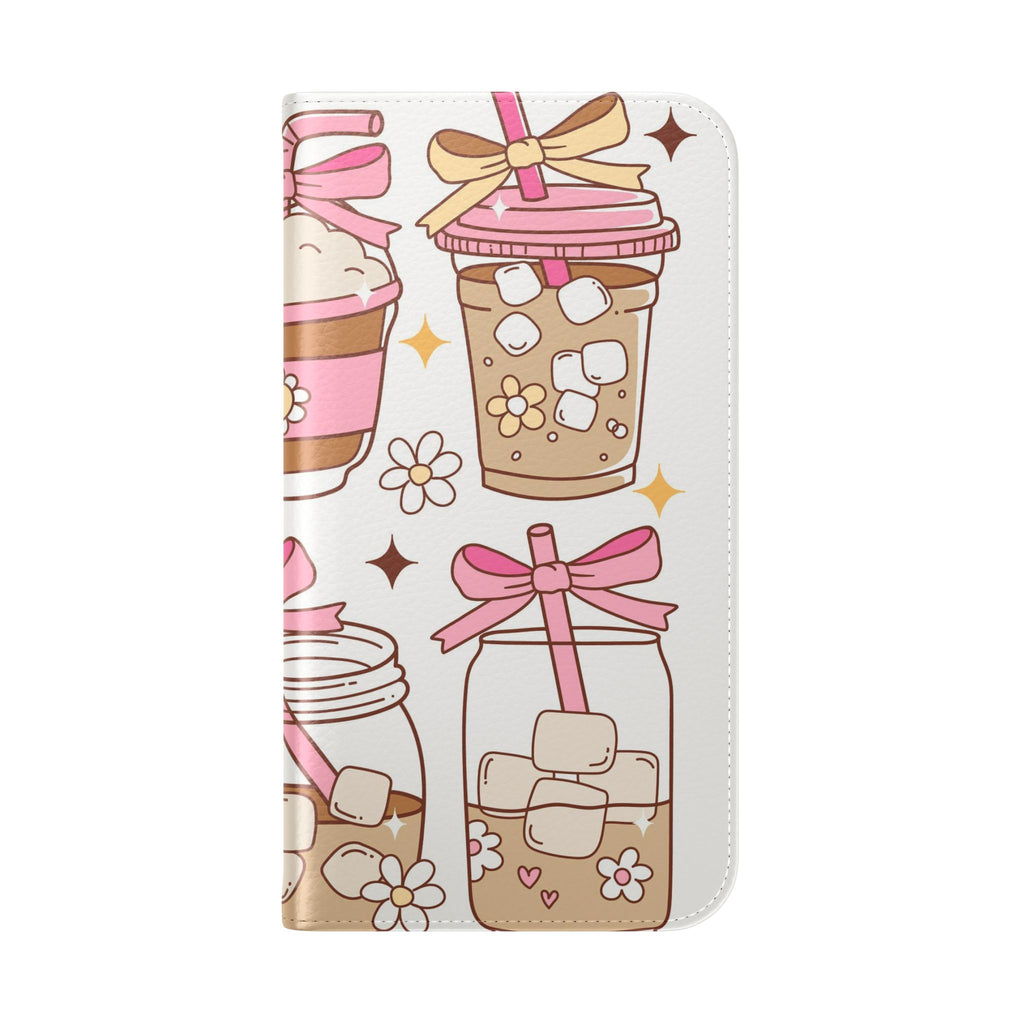Cute Coffee & Latte Flip Phone Case – Cozy Boba & Dessert Wallet Cover
