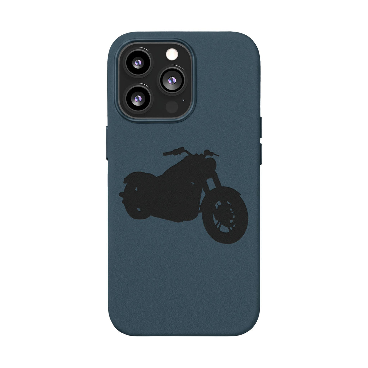 Engraved PU Leather Phone Case — Motorcycle Silhouette