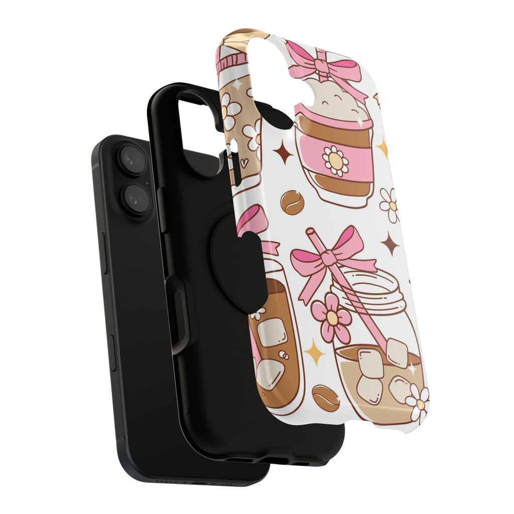 Cute Pink Coffee & Latte Pattern Impact Phone Case