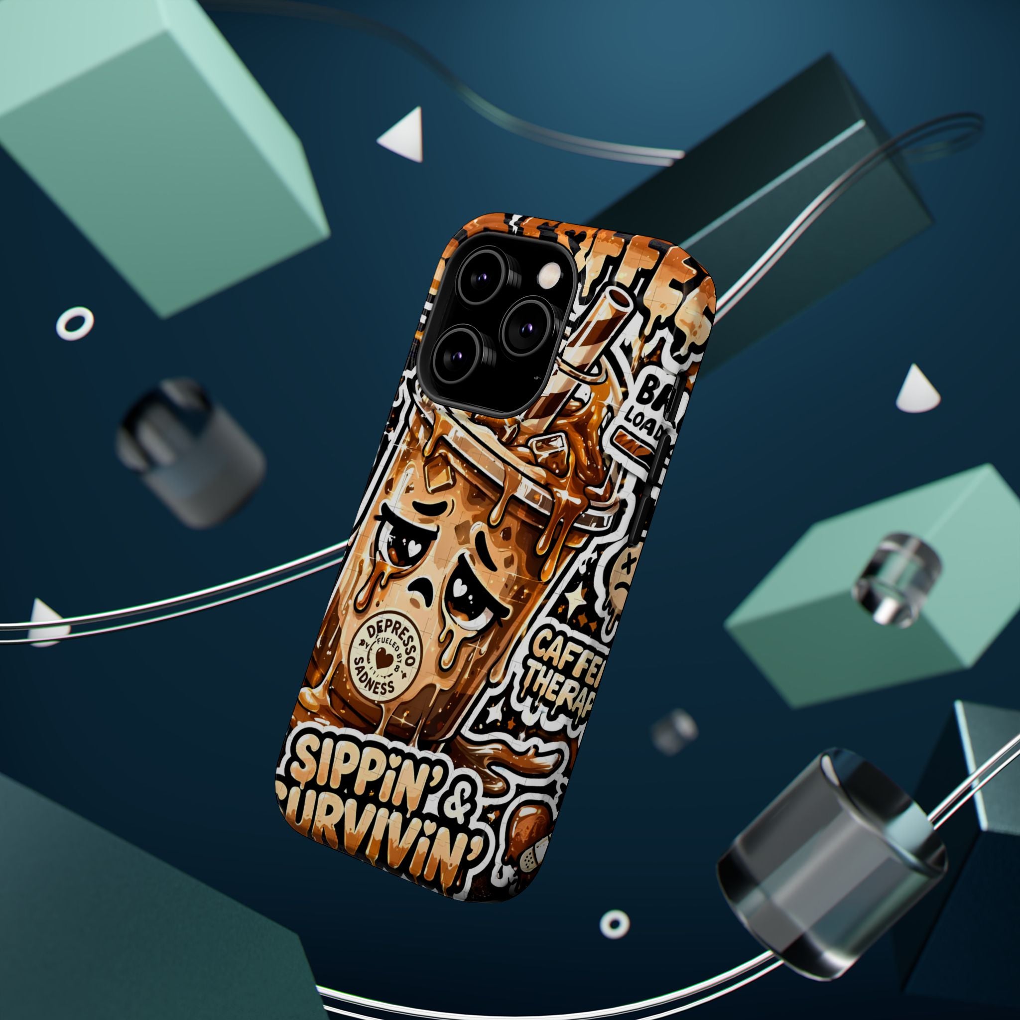 Iced Coffee Phone Case — “Sippin' & Survivin'” Magnetic Impact-Resistant Case