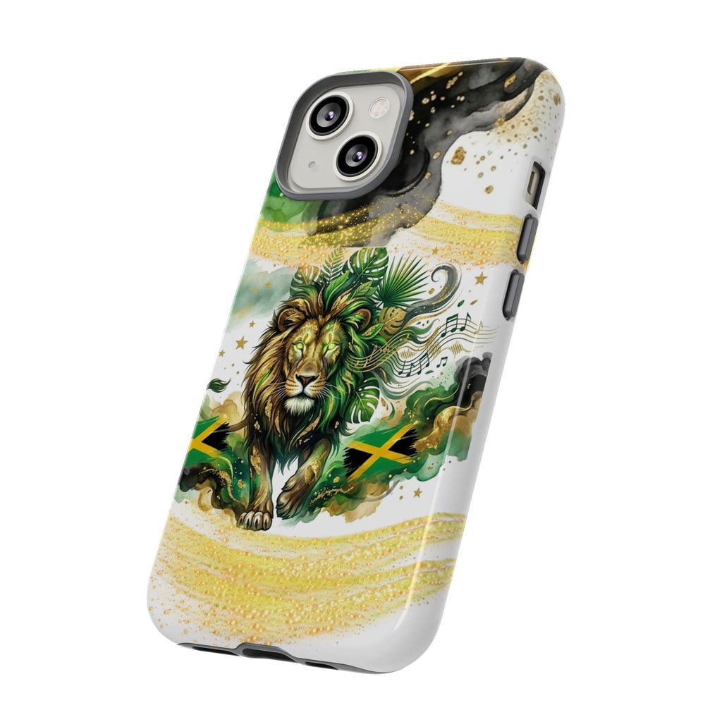 Reggae Lion Phone Case — Jamaican Flag Rasta Art Tough Phone Cover