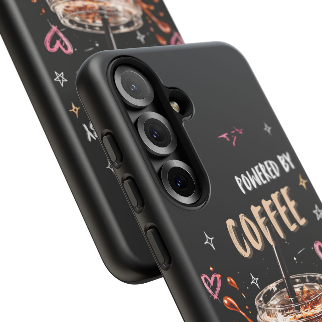 Phone Case — "Powered by Coffee & Chaos" Iced Coffee Protective Cover
