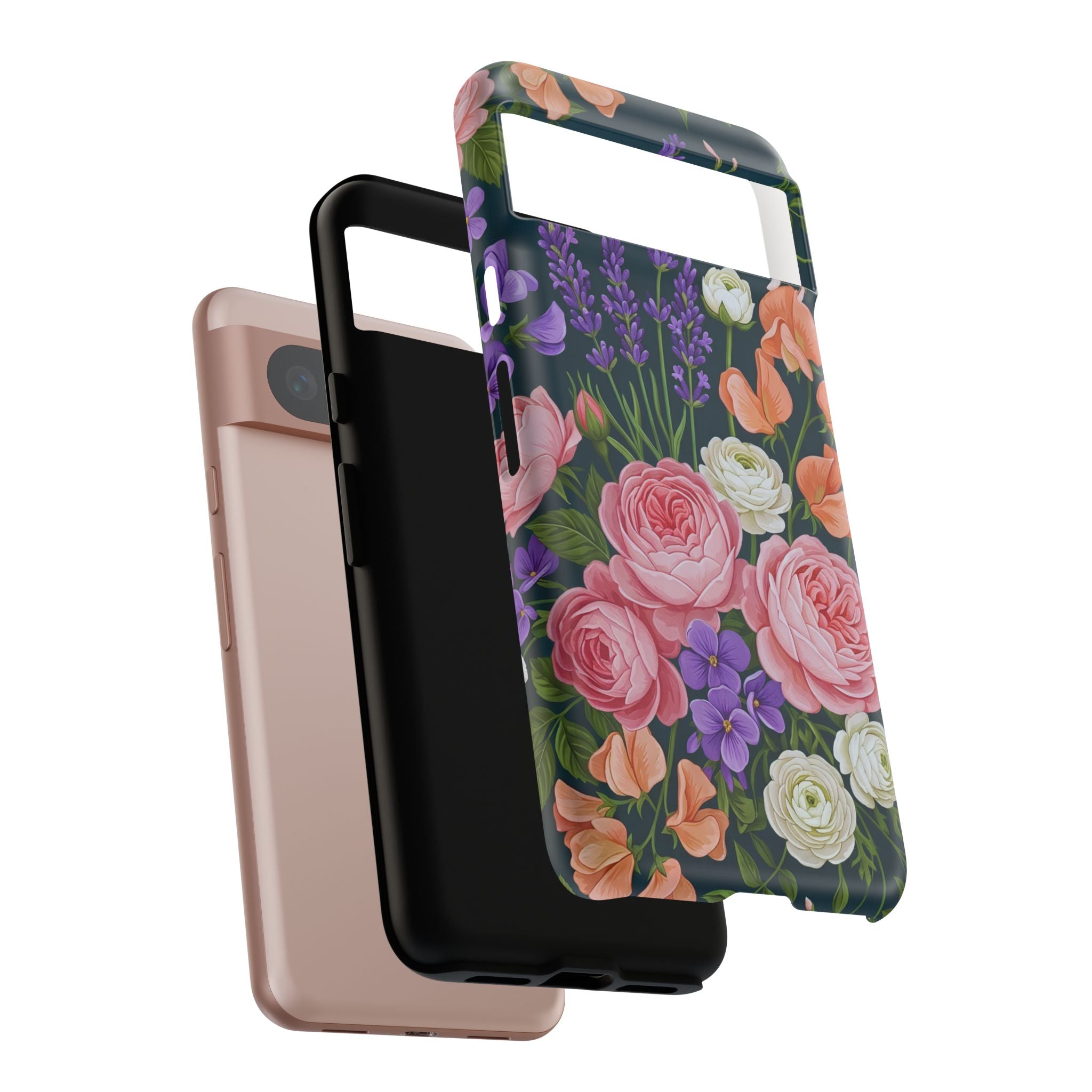 Floral Bouquet Phone Case — Vintage Roses & Lavender Protective Cover