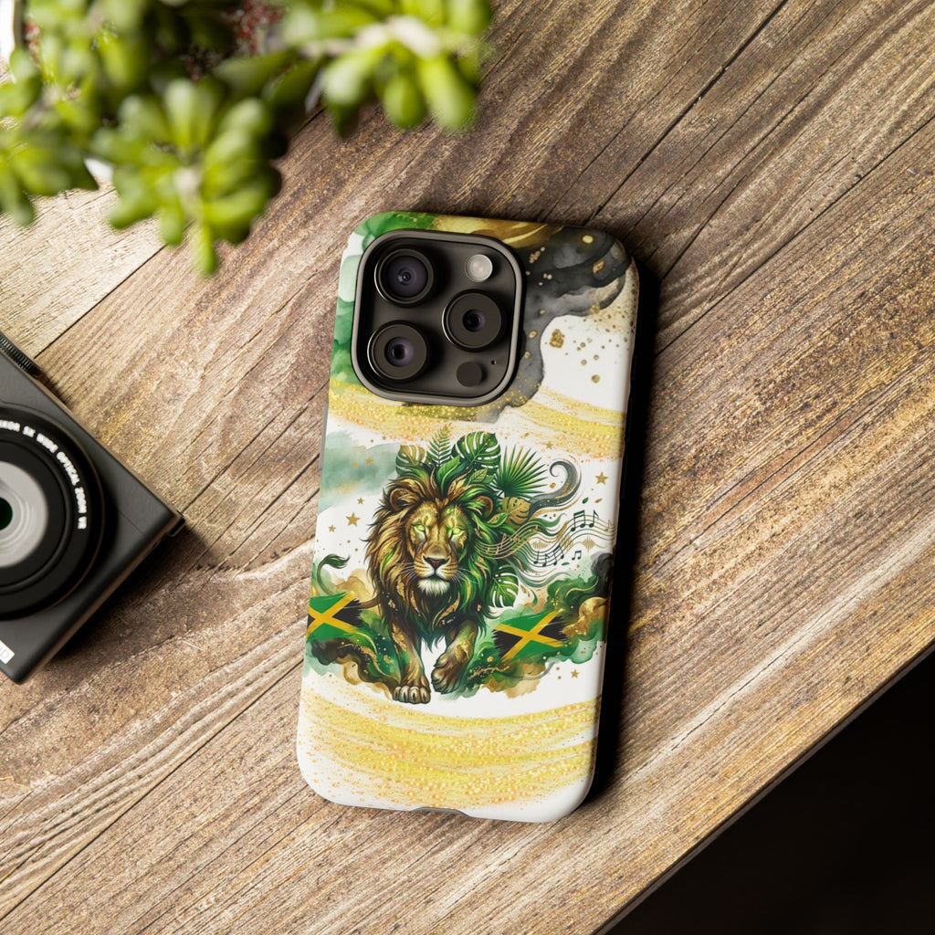 Reggae Lion Phone Case — Jamaican Flag Rasta Art Tough Phone Cover
