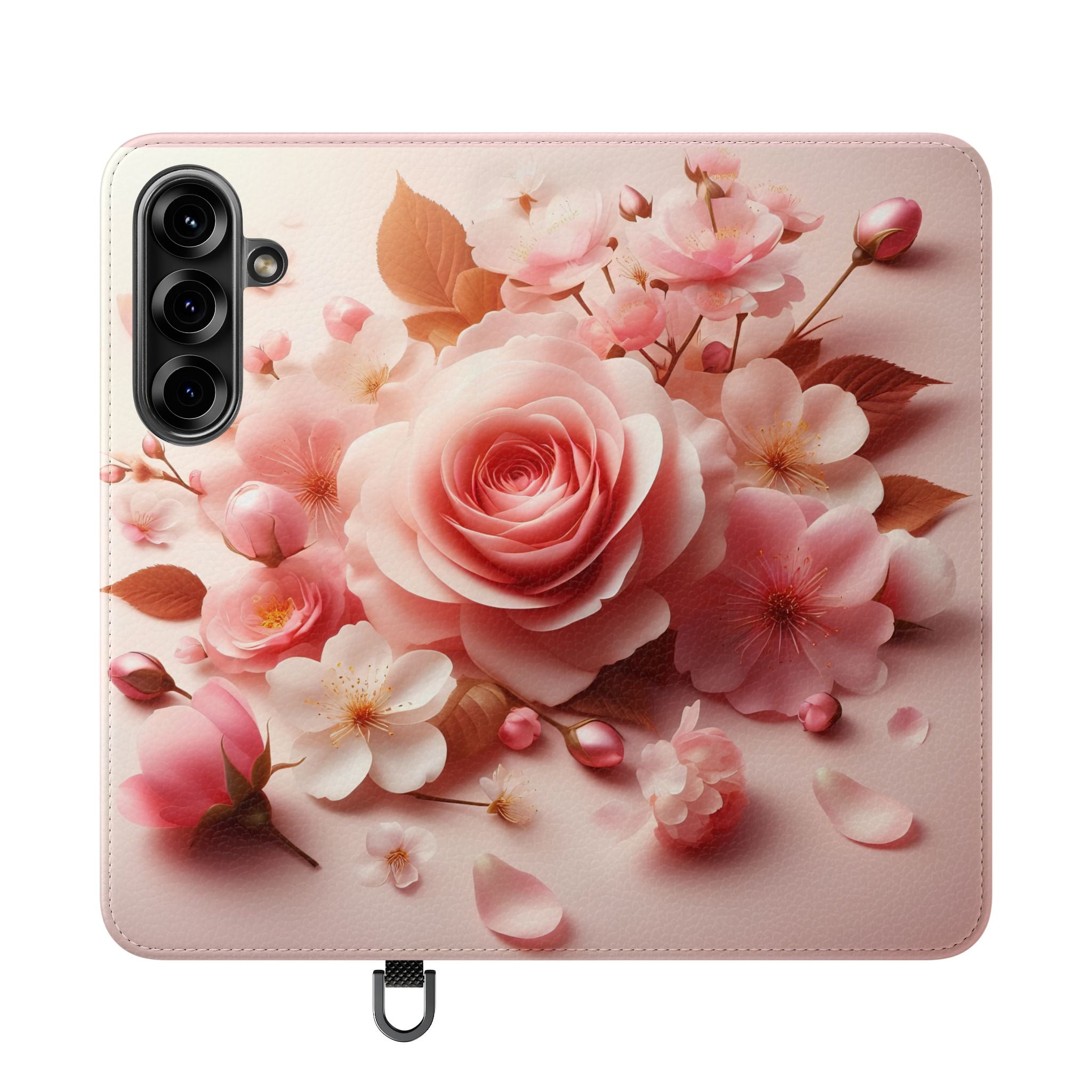 Floral Rose Flip Case — Pink Blossom Wallet Phone Cover