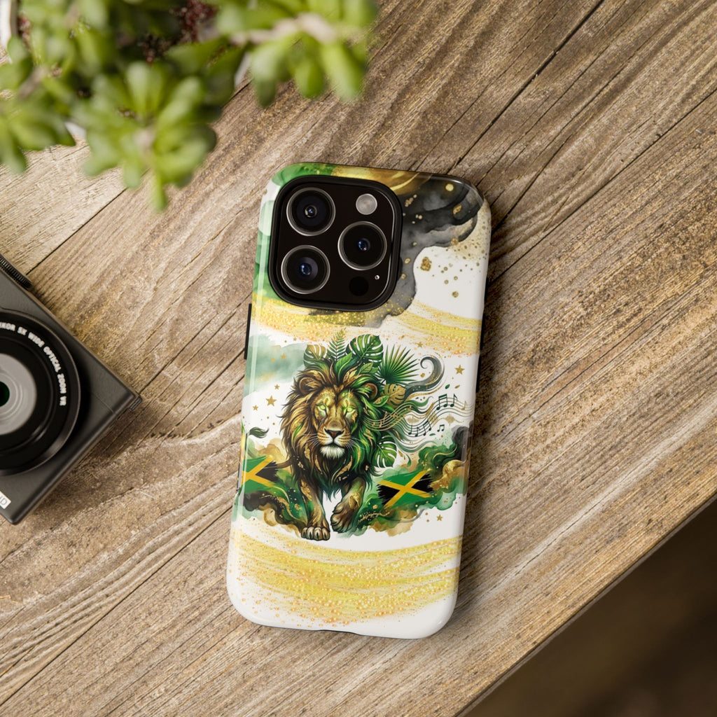 Reggae Lion Phone Case — Jamaican Flag Rasta Art Tough Phone Cover