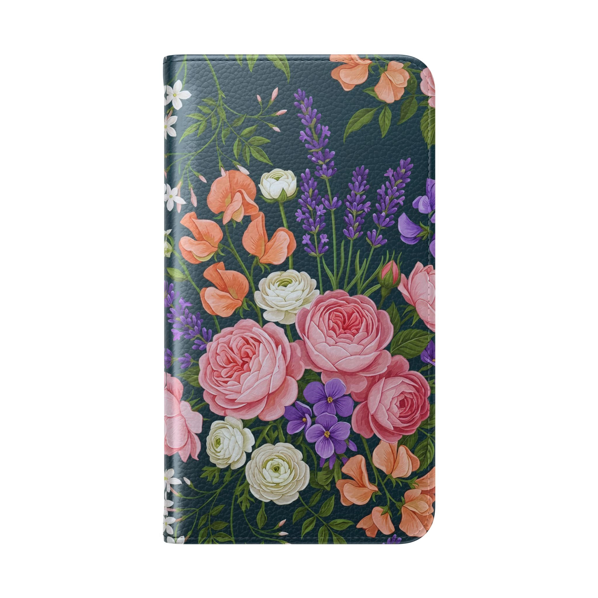 Floral Flip Phone Case -Wallet Cover with Card Slots