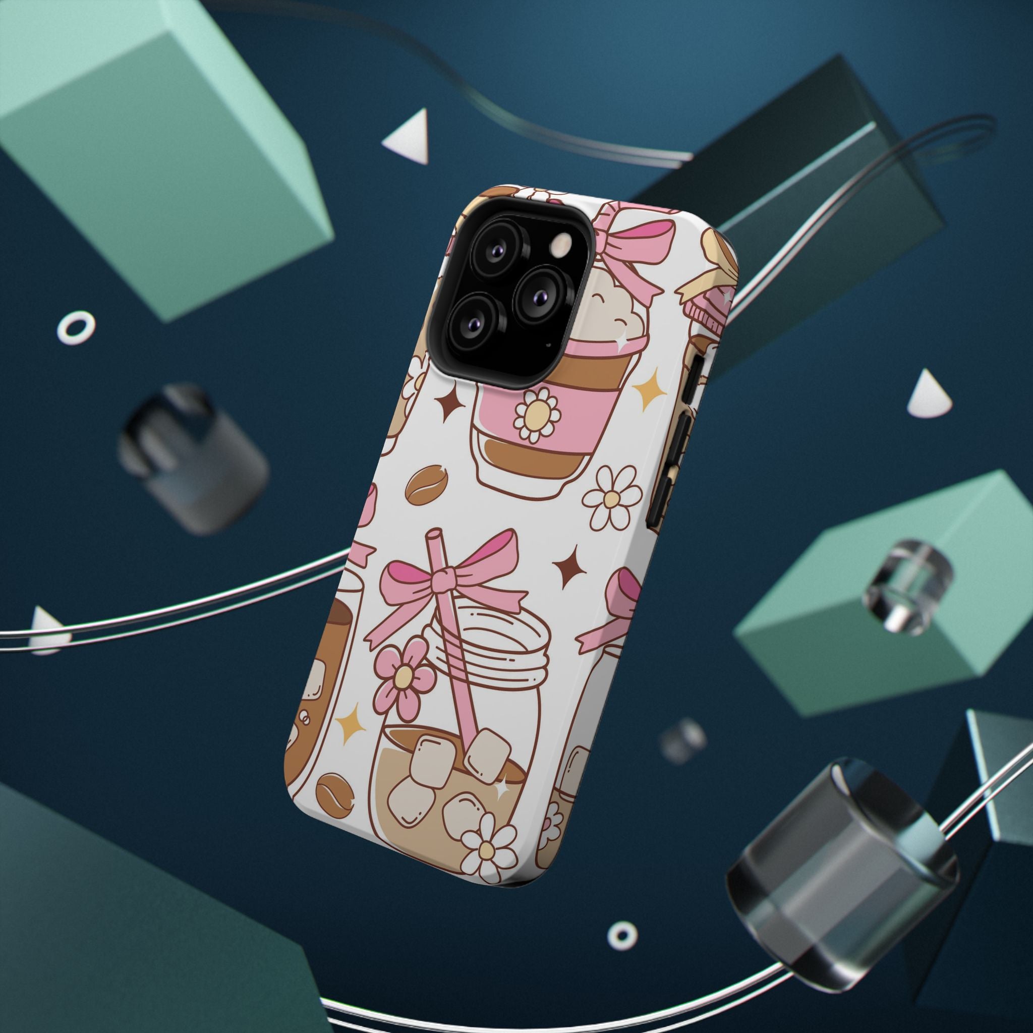 Cute Pink Coffee & Latte Pattern Impact Phone Case