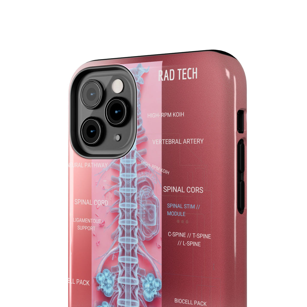 Anatomical Spine Tough Phone Case — Medical X-Ray Design, ‘Spinal Cord’ Labelled