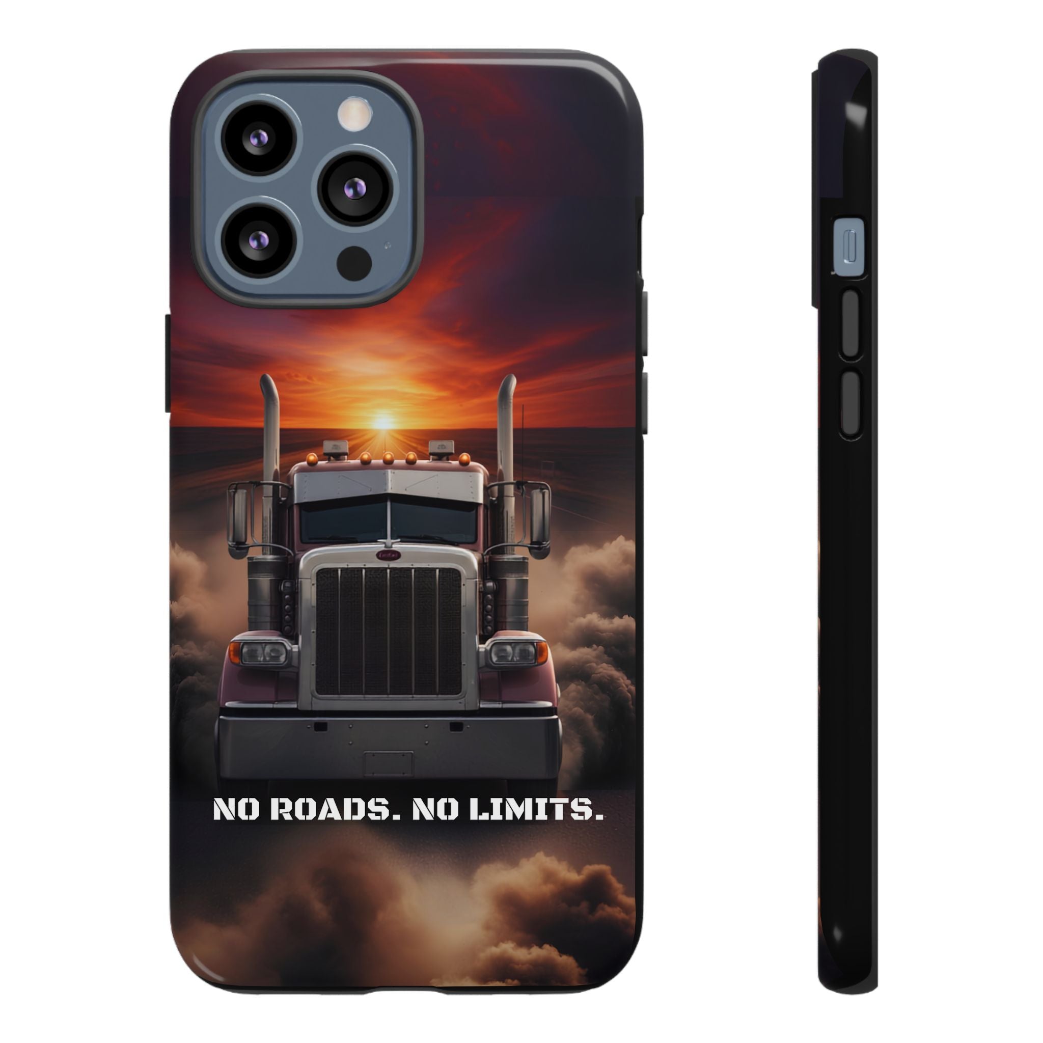 Truck Phone Case — "No Roads. No Limits." Sunset Semi Truck Protective Case