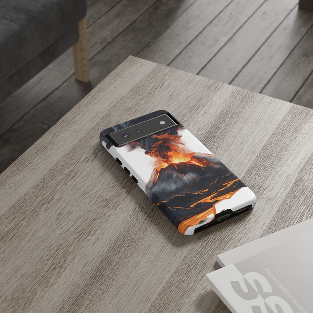 Volcano Eruption Tough Phone Case — Fiery Lava Protective Cover