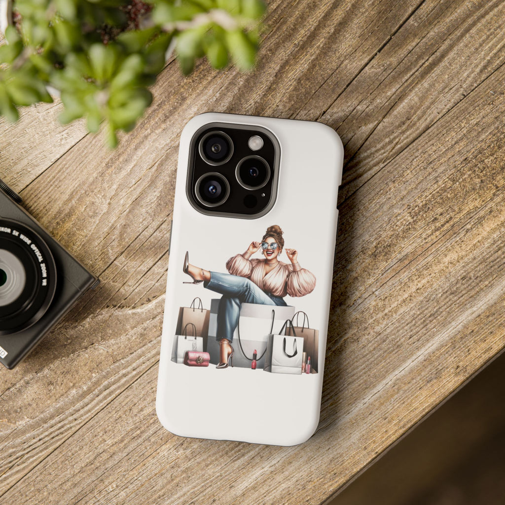 Magnetic Impact-Resistant Case — Luxury Shopper Goddess on Clouds Phone Cover