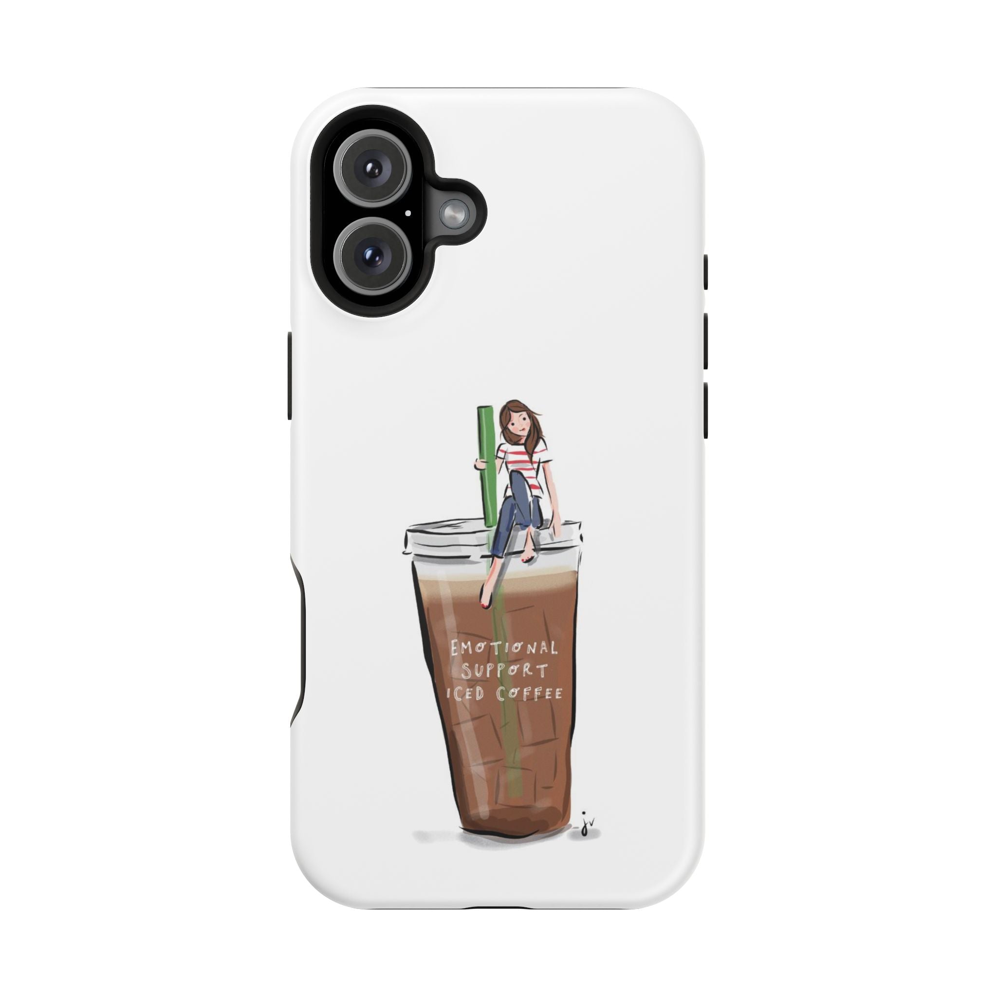 Iced Coffee & Me Phone Case — Cute Illustration 'Emotional Support Iced Coffee' Impact-Resistant Case