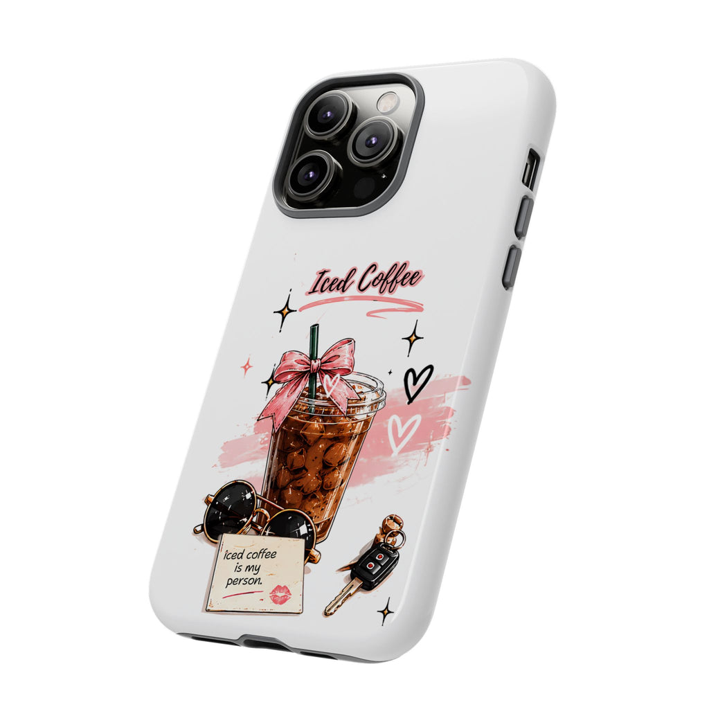 Iced Coffee Phone Case – Cute Pink Boba Design ("Iced coffee is my person")