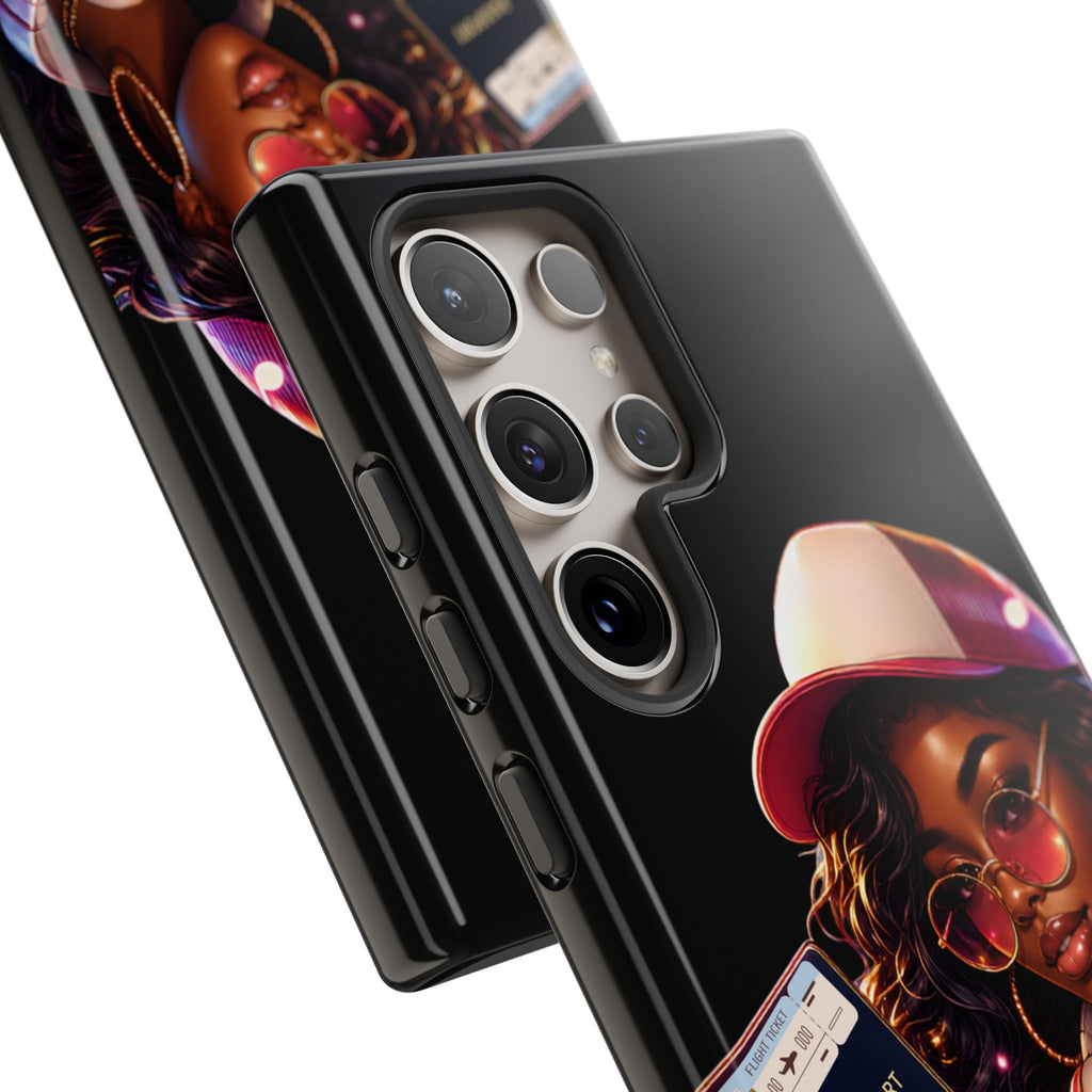 Tough Case – Stylized Urban Girl Phone Case with Headphones & Passport