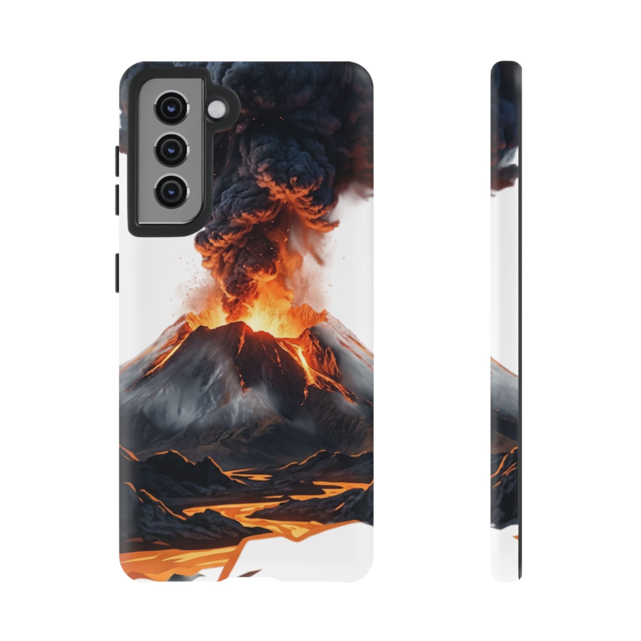 Volcano Eruption Tough Phone Case — Fiery Lava Protective Cover