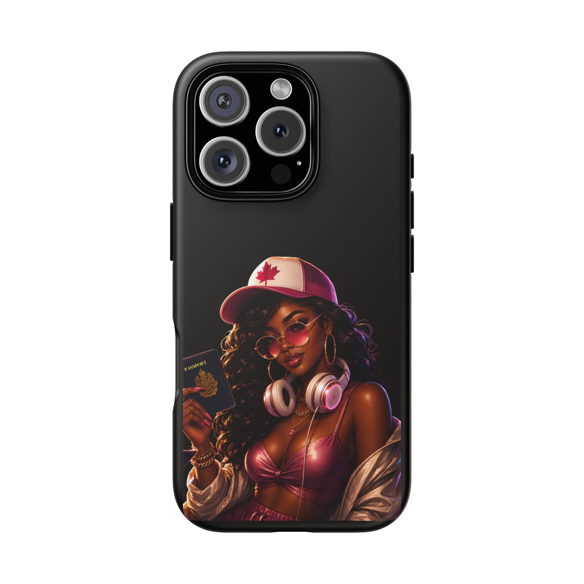 Phone Case — Stylish Urban Woman Design with Maple Cap