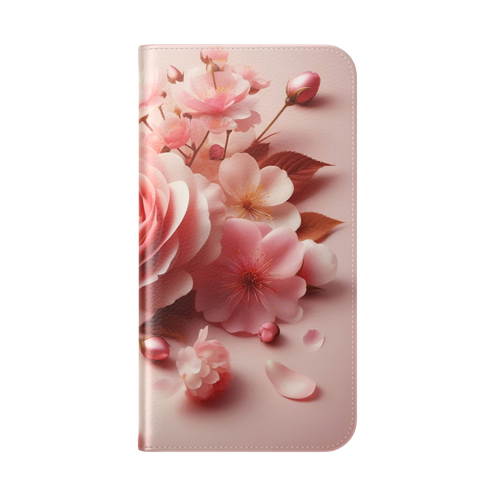 Floral Rose Flip Case — Pink Blossom Wallet Phone Cover