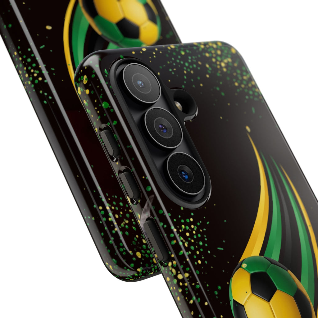 Soccer Comet Tough Phone Case – Green & Yellow Football Design