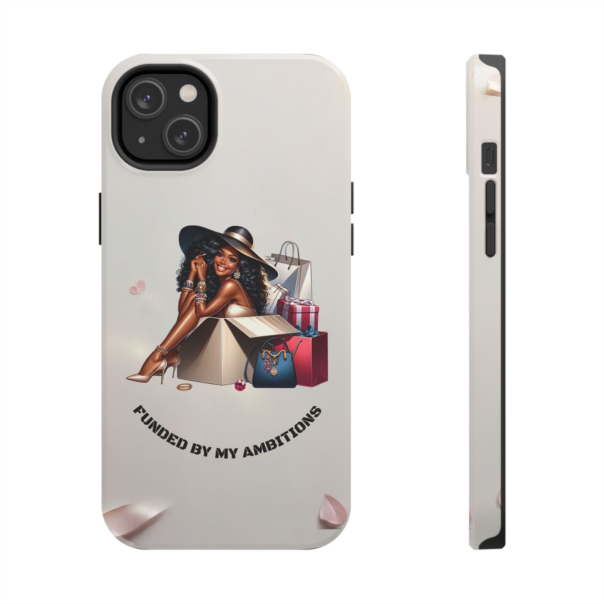 Chic Shopper Tough Phone Case — Stylish Black Woman with Shopping Bags