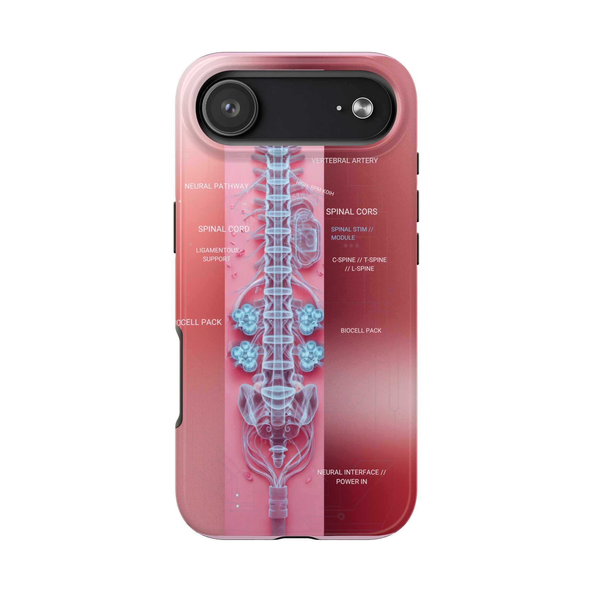 Anatomical Spine Tough Phone Case — Medical X-Ray Design, ‘Spinal Cord’ Labelled