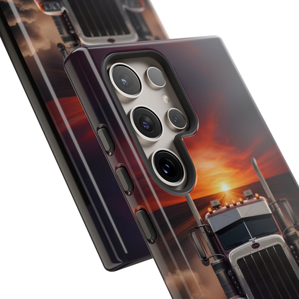 Truck Phone Case — "No Roads. No Limits." Sunset Semi Truck Protective Case